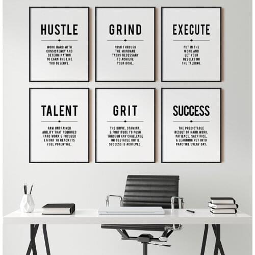 Hustle Grind Definition Quotes Nordic Poster Print Canvas Painting Modern Business Motivational Decor Office Wall Art Pictures