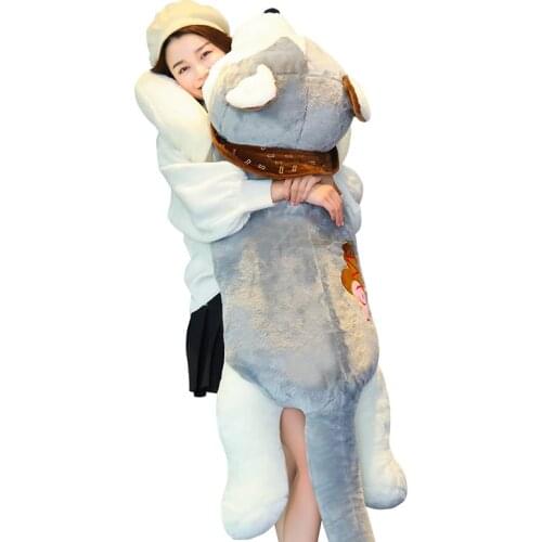 Pop JUMBO Animal Husky Plush Toy Large Dog Doll Cute Husky Sleeping Pillow Boy and Girl Gift Decoration 63inch 160cm DY50434