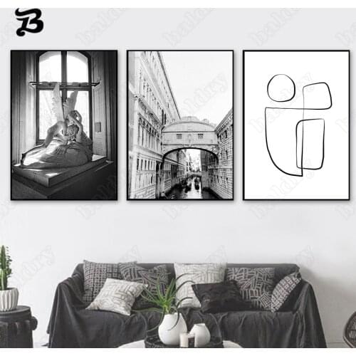 Canvas Painting Black and White Sculpture Quote City Landscape Wall Art Nordic Posters and Prints for Living Room Wall Decor