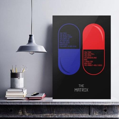 Classic Sci Fi Movie The Matrix Poster Picture 90s Films Red Blue Pill Print Art Canvas Room Decor Painting Wall Decor Aesthetic