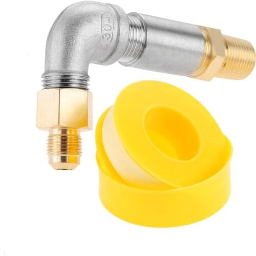 5pcs/set 90K BTU 1/2" Safety Air Mixer Valve Kit 90 Elbow Propane Nozzle Sprayer Valve Gas Fire Pit 3/8" Male Flare Connector