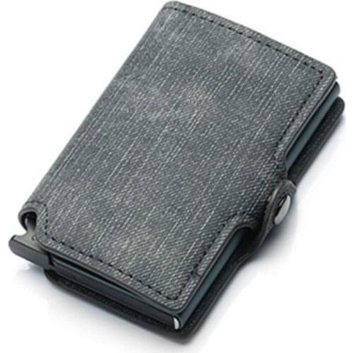 BISI GORO Slim Wallet Credit Card Wallet Men Leather Mini Slim Wallet Money Bag Metal RFID Women Thin Small Smart Dropshipping