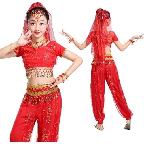 Children Belly Dance Costume Girls India Dance Bollywood Outfit Oriental Dance Girls Egypt Stage Performance Clothes 3 Color