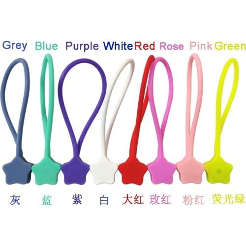 Star Magnet Silicone Cable Winder Earphone Cord Winder Cable Holder Organizer Clip 8pcs/Lot