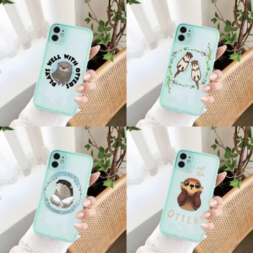 Cute cartoon otter Phone Case For iPhone 12 11 Pro XS Max XR X 8 7 Plus Camera Protection Bumper cover
