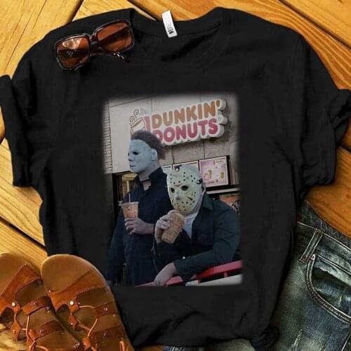 2021 Hot New Drink Dunkin' Donuts Unisex Fashion T-shirt Cartoon Mask Ladys Comfort Shirt Tumblr Tea with Milk Vacation Tops