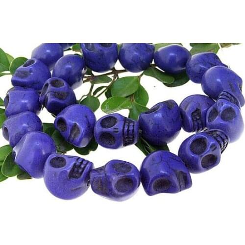 Unique Pearls jewellery Store Carved Skull Dark Purple Turquoise 18mm Gemstone Loose Beads One Full Strand 15 inches LC3-352