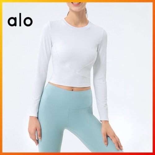 Alo Yoga Fall New Womens Long Sleeve Sports T-shirt Stretch Fitness Top Womens Gym Long Sleeve Shirt Outdoor Exercise Running