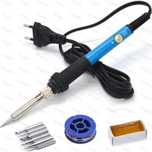 Soldering Iron EU CN US Plug 220V 110V 60W Thermostatic Electric Mini Repair Station With 6pcs Soldering Tip Solder Wire Rosin