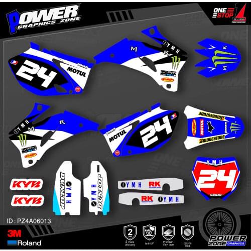 PowerZone Custom Team Graphics Backgrounds Decals 3M Stickers Kit For YAMAHA 2006-09 YZF250 450 013