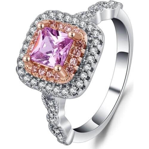 Romantic Colorful Square Crystal Ring For Girlfriends Elegant Temperament Ladies Ring Romantic Gift