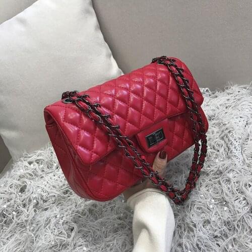 Luxury Classic Female Handbag Cross Body Bag PU Leather Women Plaid Shoulder Bag Chain Messenger Bag