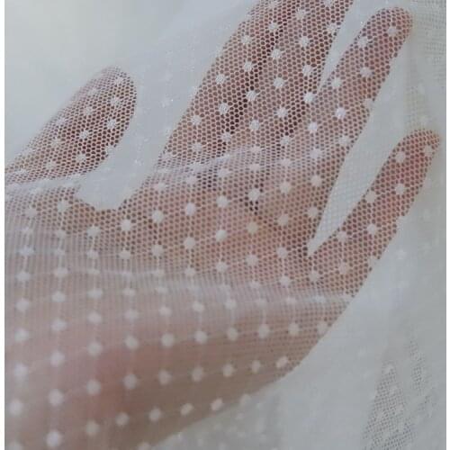 W150cm 1meter/lot Black / White Net Lace Fabric Dot Grid Elastic Tulle Dress Clothes Veils Sewing Fabric X657