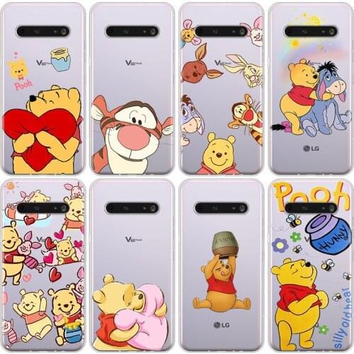 Cute Pooh Bear For LG V60 V50S V50 G8X G8S G8 G7 ThinQ 5G K61 K51S K41S K30 K20 Q60 Q9 Transparent Phone Case