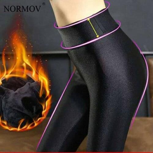 NORMOV Winter Plus Velvet Leggings Women High Waist Thick Cold Warm Pants Women Slim Black High Elastic Skinny Leggings