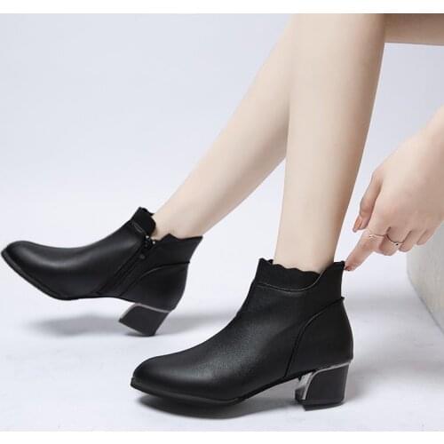 Women Boots Winter Luxury Brands Black Retro Woman Ankle Boots Ladies Shoes White PU Leather Boot Female Shoe Botines Mujer 2021