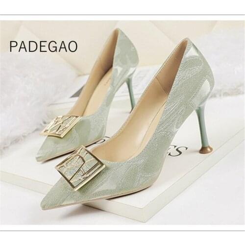 Womens Shoes 2020 High Heels Pumps Korean Buckle Fashion Casual Korean Women High Heels