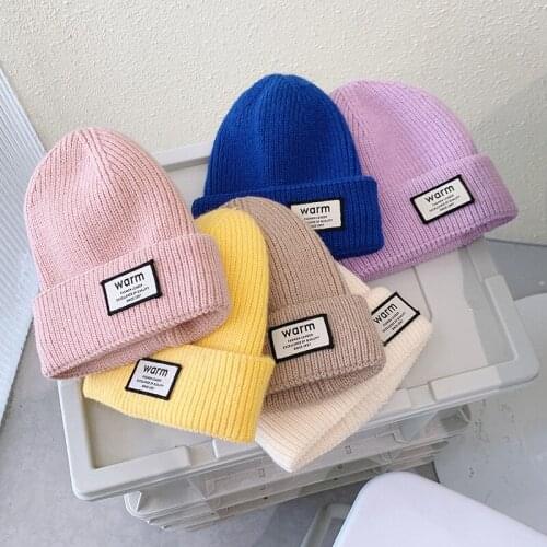 1 2 3 4 5 Years Children Beanies Hat Solid Color Warmth 8 Months Baby Knitting Cover Head Cap Autumn Winter Boys Girls Bonnets