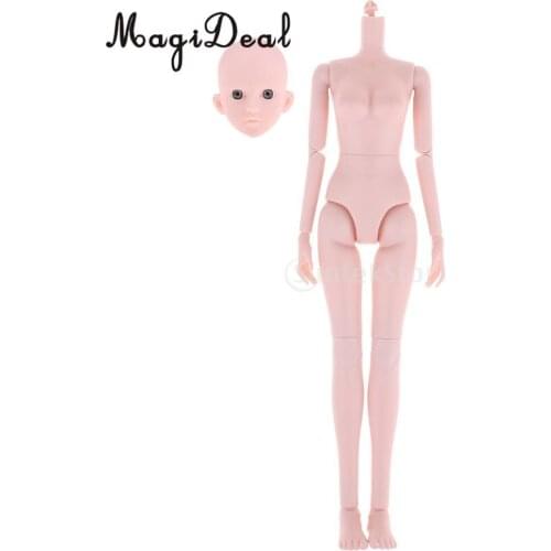 1/4 Girl Doll Body Part with Head with Gray Eyes for BJD Doll DIY Accessories
