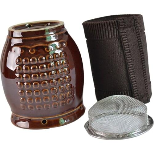 1 Set Moxibustion Pot Cloth Cover Portable Manual Ceramic Moxa Burner Chinese Traditional Physiotherapy Cupping Moxibustion Pot