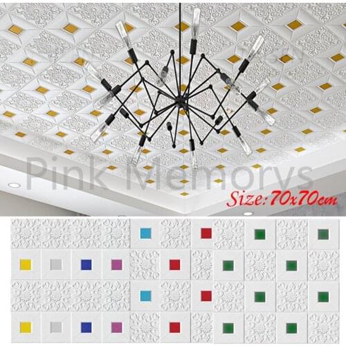 1PCS Stereo 3D Wall Panel Roof Self-Adhesive Ceiling Wall Stickers Foam Panel Home Decoration XPE Material 35*35CM/70*70CM