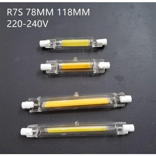 1PS LED R7S 78mm 15W 20W R7S High Powerful Spotlight 118mm 30W 40W 110V 220V COB Lamp Bulb Glass Tube Replace Halogen Lamp Light