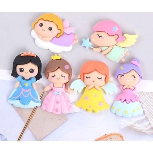 10Pcs Flatback Flat Back Resin Cabochon Kawaii DIY Phone angel Princess Cartoon Craft Decoration For Hair Bow Accessory Gifts