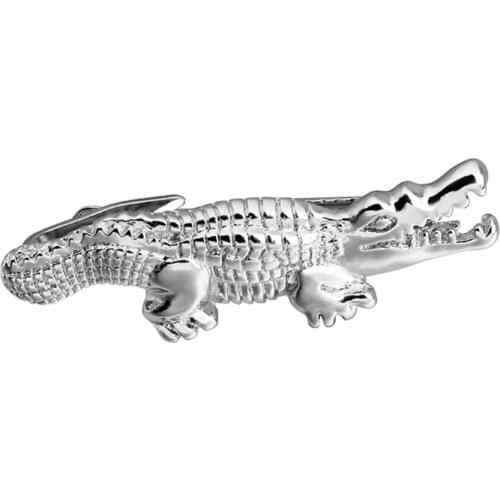 10pcs/lot Ancient Silver Alligator Crocodile Tie Clips Wild Animal Tie Pin Bar Mens Jewelry Accessory Wholesale