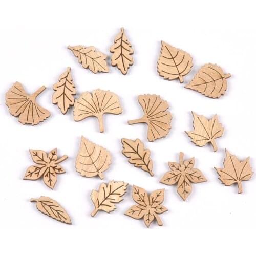 20-30mm Random Mixed Natural Leaves Wood Crafts Supplies DIY Scrapbooking Wooden Home Decoration Handmade Embellishments M2597