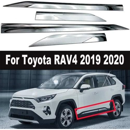 4pcs/set Car Side Door Body Molding ABS Chrome Cover Trim Side Strips Trim Chromium Styling for Toyota RAV4 xa50 2019 2020