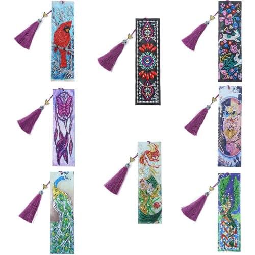 5D DIY Crafts Diamond Painting Leather Bookmark Tassel Book Marks Special Shaped Diamond Embroidery Kit DIY Craft