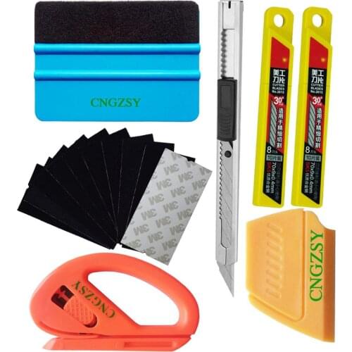 Car Vinyl Wrap Film Squeegee Go Corner Scraper Utility Art Kife Blades Spare Felt Vehicle Sticker Cutter Installation Kit K53