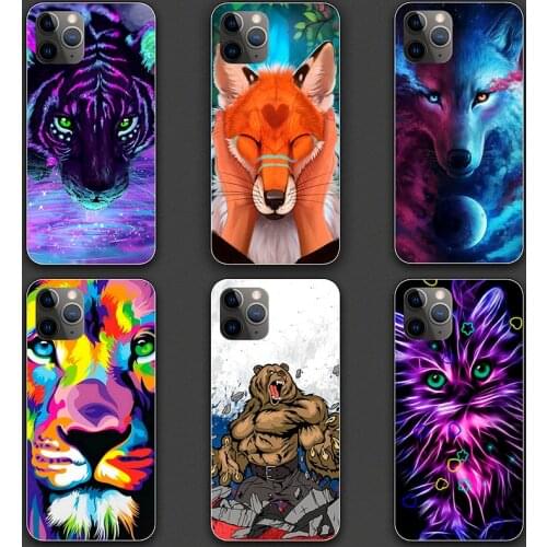Case Cover for iphone XS 11 Pro Max XR X 6 6S 7 7S 8 Plus 5 5se SE 2020 5C Ipod Touch 5 6 7 animal Black TPU Soft Phone cases