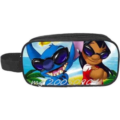 Disney Print Cosmetic Cases Pencil Bag Teenager Boys Stationary Bag Kids Stitch Pencil Box Children School Case Makeup Bags