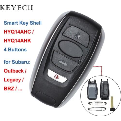 Keyecu Smart Remote Car Key Shell Case Cover 4 Buttons for Subaru BRZ WRX STI Legacy Outback XV Crosstrek HYQ14AHC, HYQ14AHK