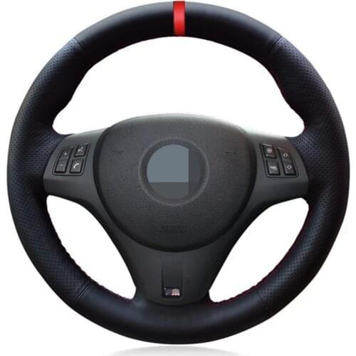 Car Steering Wheel Cover Hand-stitched Soft Black Artificial Leather For BMW M Sport M3 E90 E91 E92 E93 E87 E81 E82 E88 X1 E84