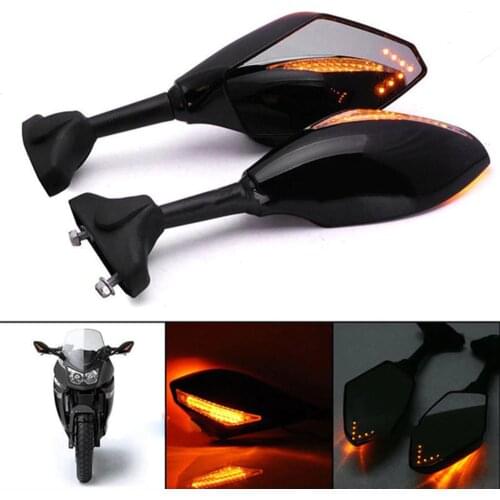 Black Motorcycle Front Back LED Turn Signal Integrated Mirrors for HONDA CBR 600RR 1000RR F3 F4 Yamaha FZ1 FAZER Suzuki SV650