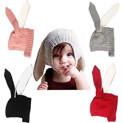 Baby Kids Boy Girl Knitted Crochet Rabbit Ear Beanie Winter Warm Hat Cap Bunny Hat