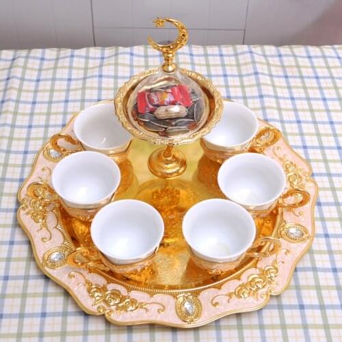 Coffee Kits Drinkware Sets Coffee Mug With Snack Tray Cake Stand Wedding Party Decor Luxury Plates Show Stand Tea Biscuit Sets