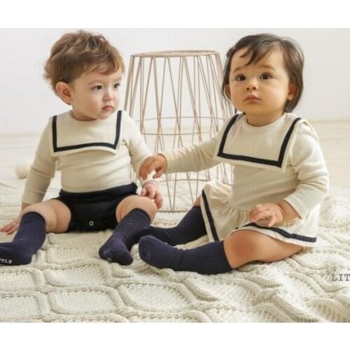 Newborn Baby Brother and Sister Matching Clothes Twin Clothes Boy and Girl Baby Boy Romper Girl Bodysuits Dress Onesie Overalls