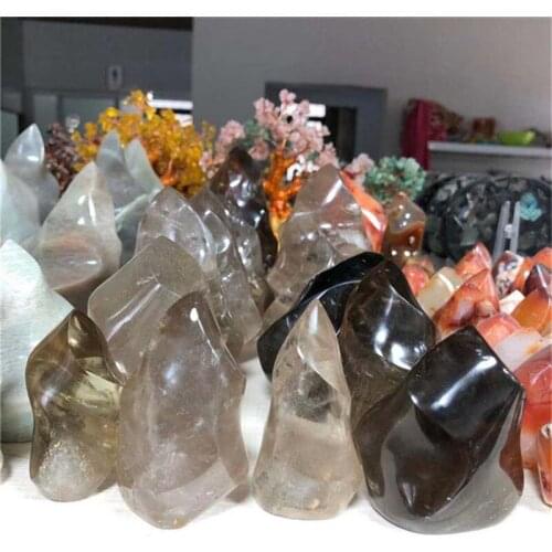 Smoky Quartz Crystal Flame Home Decoration Stone And Reiki Healing Torch natural Gemstone Ornament Gift
