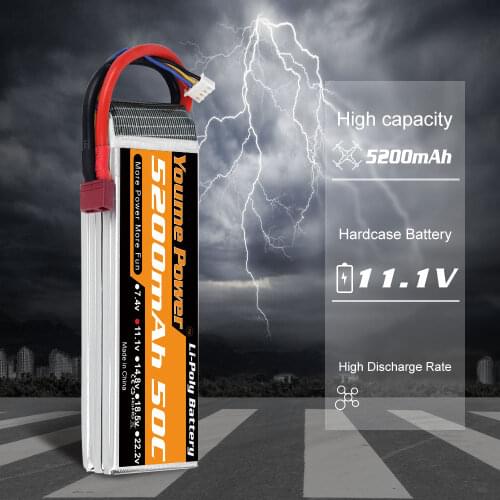 Youme 11.1V 5000mah Lipo Battery 3S 5200mah 50C with Deans Plug XT60 Connector for RC Car Quadcopter Helicopter Boat RC Airplane