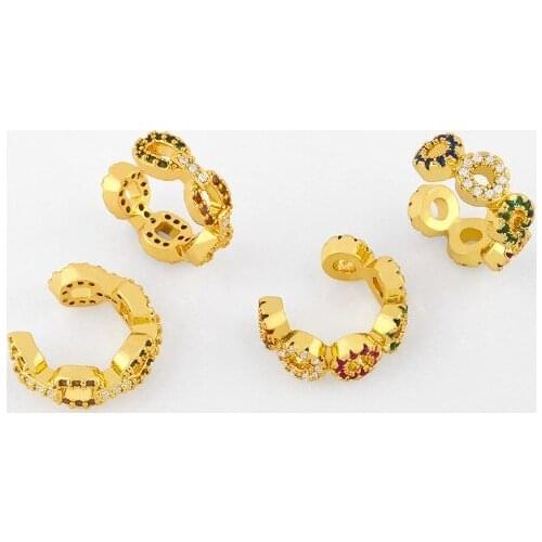 Multicolor Brass micro pave cz zircon cubic zirconia Ear clip cuff Earrings no piercing copper gold plated crystal rtughy3