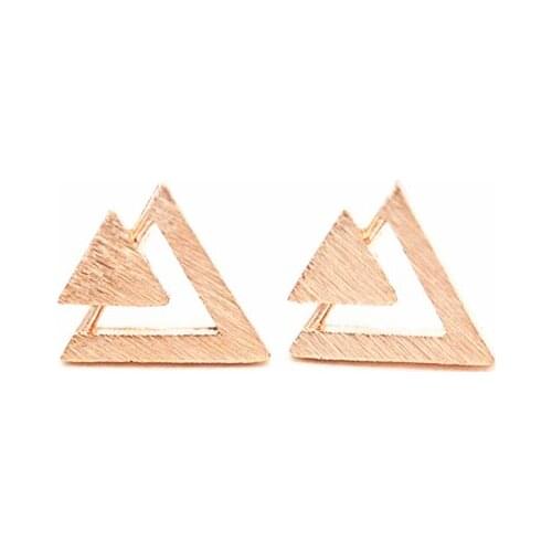 Fashion double triangle stud earrings The triangle insert triangle stud earrings Personality triangle combination stud earrings