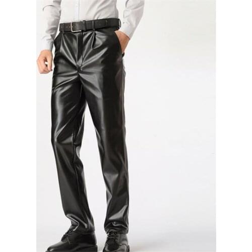 Man Autumn Plus Size Plus Velvet Leather Pants Winter Oversize Warm Leather Trousers Pu Pantalons Pu Straight Cuero Pantalones