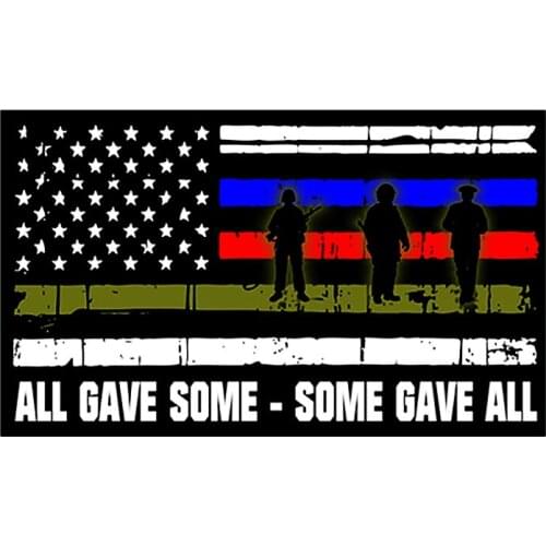 Creative Firefighter Red and Blue Line Flag Car Stickers PVC Personality Fashion Windows Exquisite Decals Waterproof Decoration