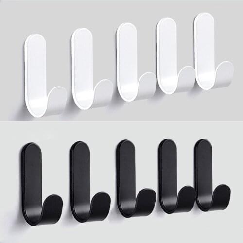 Wall Mounted Towel Hook for Bathroom Clothes Hook Decorative Space Aluminum Coat Hook Key Kitchen Home Hallway 5PCS Punch-Free