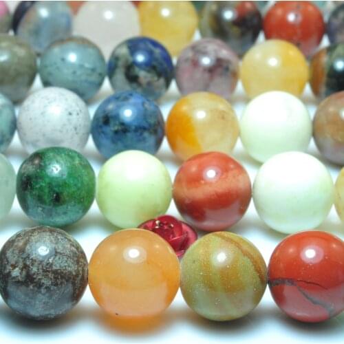 Natural Mixed Multicolor Stones Smooth Round Loose Beads Wholesale Gemstones Semi Precious Bracelet Necklace For Jewelry Making