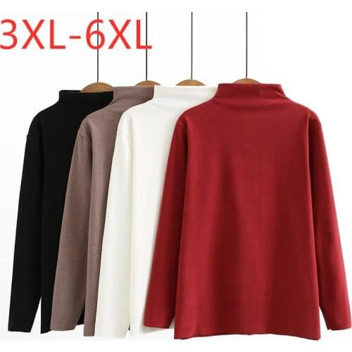 New Ladies Autumn Winter Plus Size Basic Tops For Women Large Long Sleeve Elastic Slim Velvet Turtleneck T-shirt 3XL 4XL 5XL 6XL