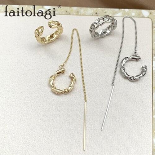 New Design Hollow Set Earrings Earcuff Clip Long Chain Ear Stud No Piercing Ear Bone Earring Punk Hip Hop Girl Women Jewelry